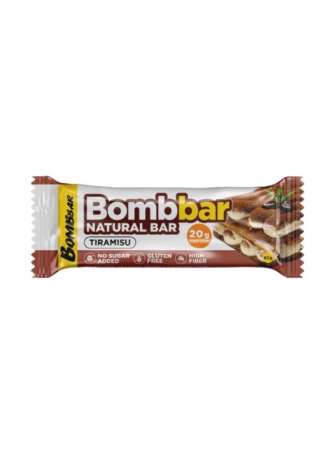 BOMBBAR Natural Protein Bar Tiramisu Flavor Gluten Free, High Fiber & No Sugar Added 12x60g - Image 2